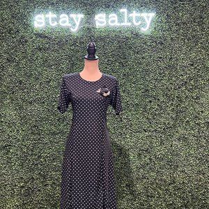 Vintage Polka Dot Black and Tan Dress